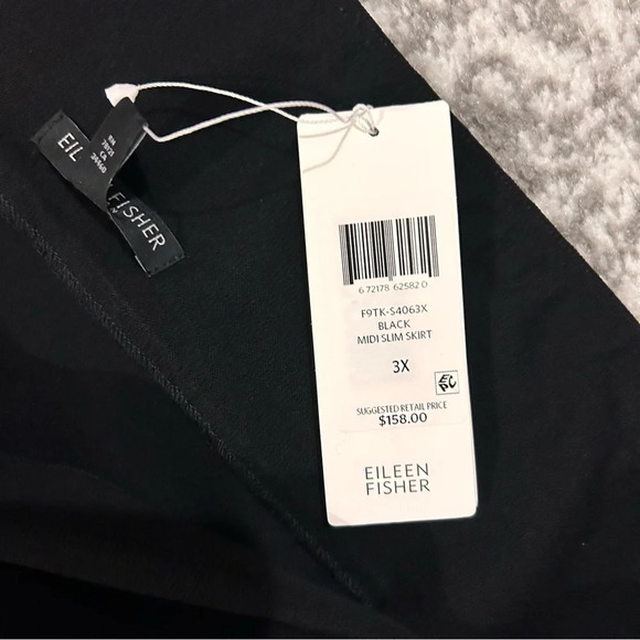 Eileen Fisher Washable Stretch Crepe Black MIDI Slim Skirt 3X NWT - Picture 3 of 7